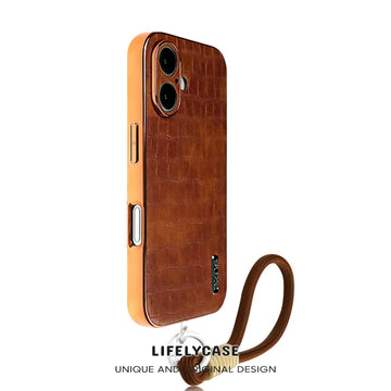 iPhone Lanyard Series | Metal Frame Crocodile Leather Phone Case