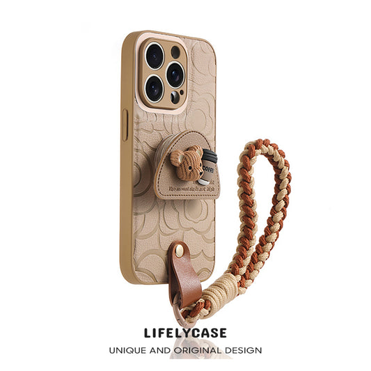 iPhone Lanyard Series | Coffee Bear Stand Phone Case