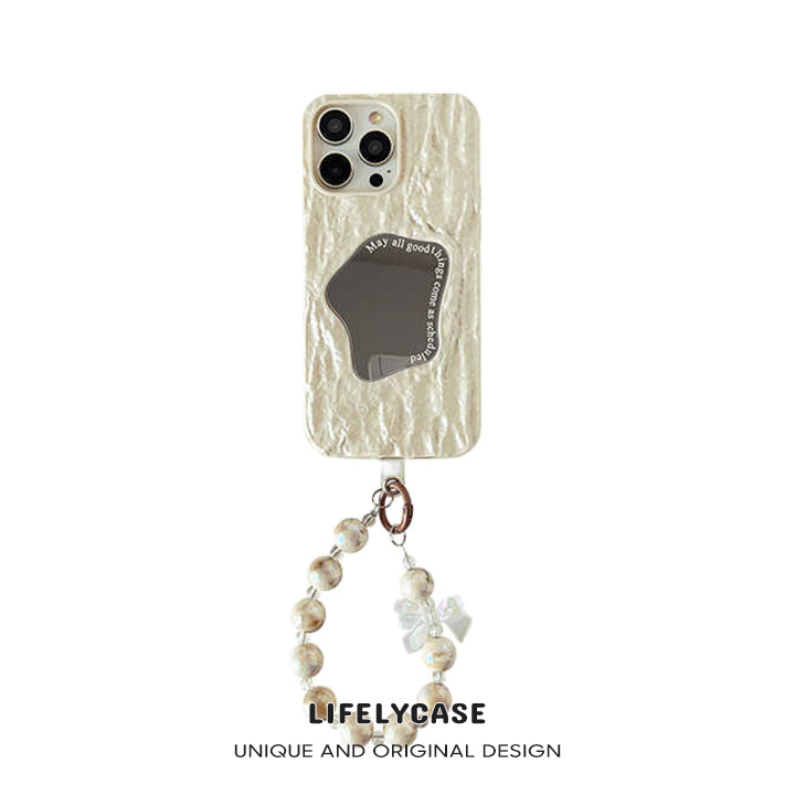 iPhone Lanyard Series | Makeup Mirror Embossed Texture Phone Case