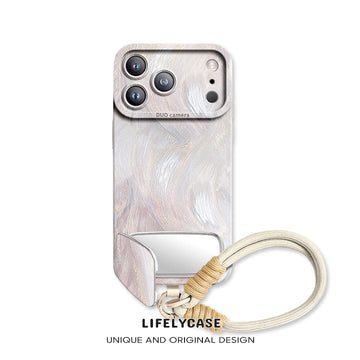 iPhone Lanyard Series | Gilded Gradient Mirror Stand Phone Case