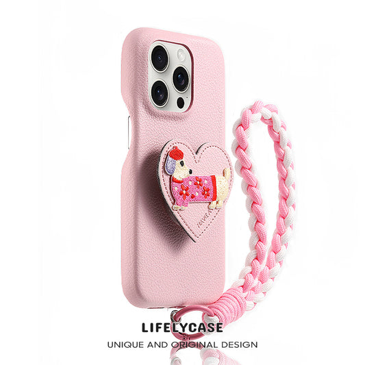 iPhone Lanyard Series | Cute Puppy Stand Phone Case