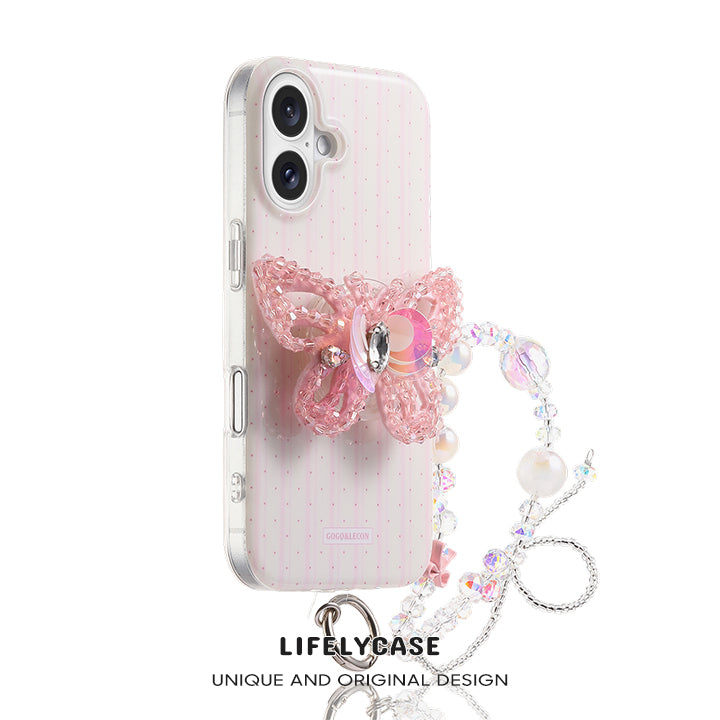 iPhone Lanyard Series | Shell Texture Phone Case - Free Cartoon Stand