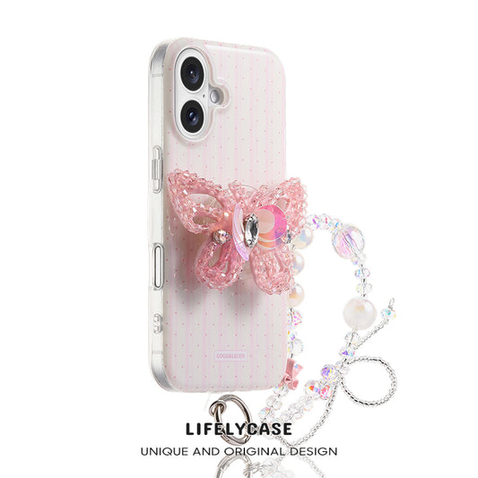 iPhone Lanyard Series | Shell Texture Phone Case - Free Cartoon Stand