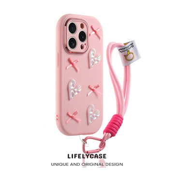 iPhone Lanyard Series | Ballet Style Love Bow Liquid Silicone Phone Case