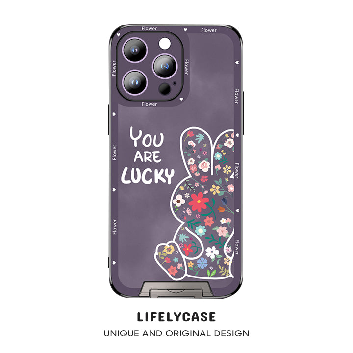 iPhone Invisible Bracket Series | Cute Floral Rabbit Cartoon Matte Phone Case