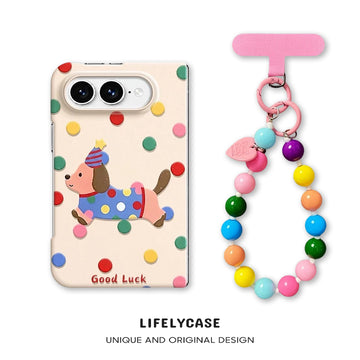 iPhone Duo | Puppy Polka Dot Case with Matching Beaded Bracelet