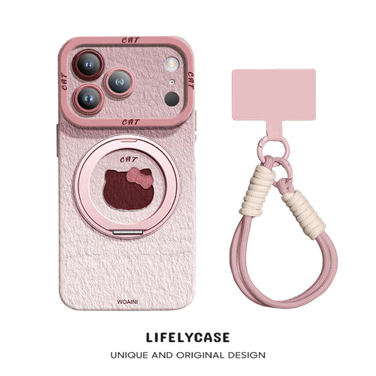 iPhone Lanyard Series | Magnetic Rotating Bracket Cartoon Phone Case