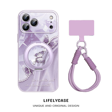 iPhone Lanyard Series | Beautiful Butterfly Phone Case with Rotating Stand Design