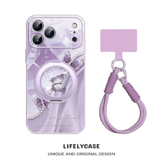 iPhone Lanyard Series | Beautiful Butterfly Phone Case with Rotating Stand Design