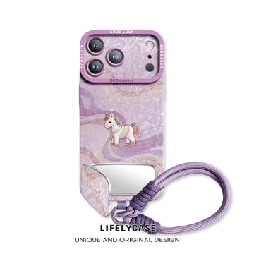 iPhone Lanyard Series | Gilded Pony Mirror Stand Phone Case