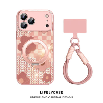 iPhone Lanyard Series | Magnetic Rotating Bracket Cartoon Phone Case