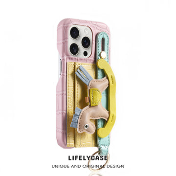 iPhone Lanyard Series | Leather Phone Case with Card Holder and Pony Charm