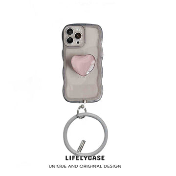 iPhone Lanyard Series | Heart Bracket Wave Pattern Phone Case