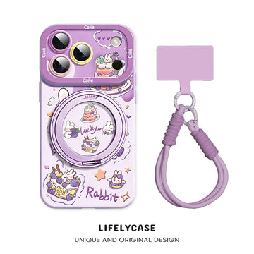 iPhone Lanyard Series | "Cartoon Rabbit" Magnetic Stand Phone Case