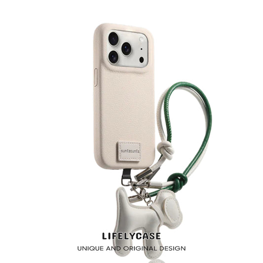 iPhone Lanyard Series | Genuine Leather Phone Case with Free Dachshund Pendant