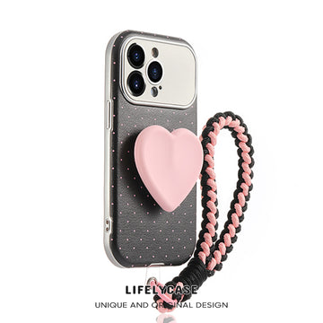 iPhone Lanyard Series | Love Bracket Electroplating Genuine Leather Mobile Phone Case