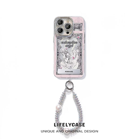 iPhone Lanyard Series | Garden Girl Glitter Lens Folding Sand Phone Case