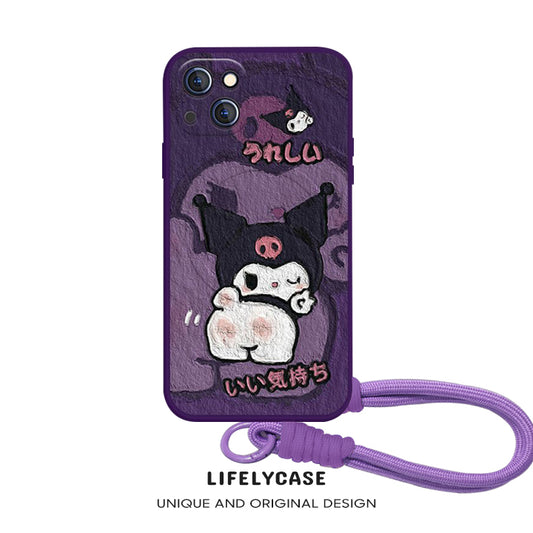 iPhone Lanyard Series | Kuromi Liquid Silicone MagSafe Phone Case