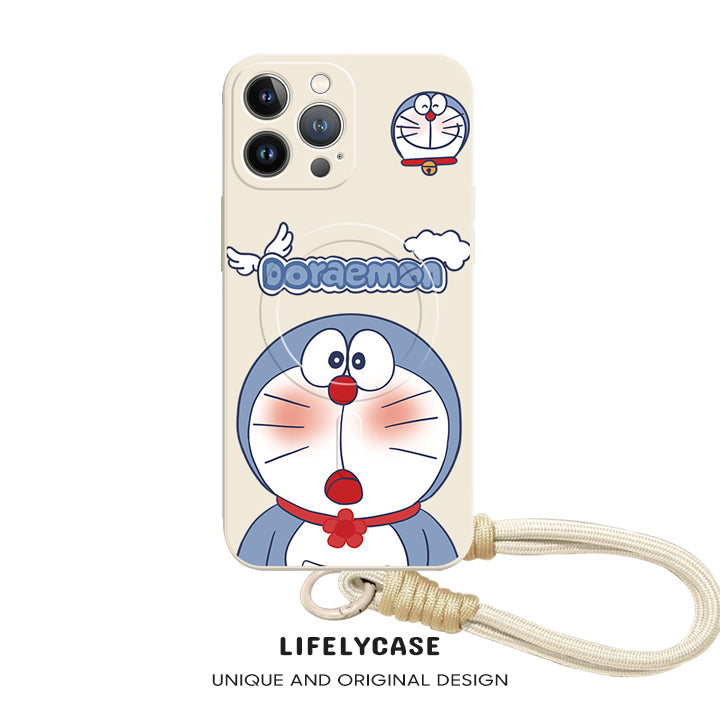 iPhone Lanyard Series | Doraemon Liquid Silicone MagSafe Phone Case