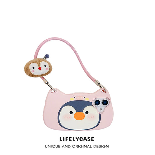 iPhone Lanyard Series | Penguin Cartoon Handbag Design Phone Case