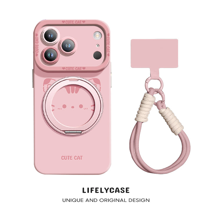 iPhone Lanyard Series | Magnetic Rotating Bracket Cartoon Phone Case