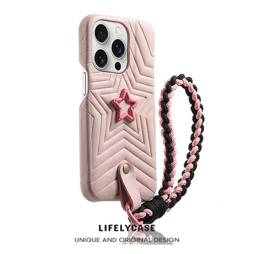 iPhone Lanyard Series | Five-Pointed Star Design Leather Phone Case