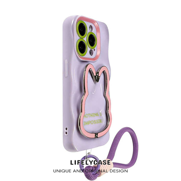 iPhone Lanyard Series | Cute Foldable Rabbit Stand Phone Case