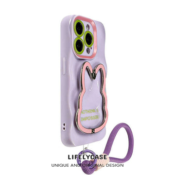 iPhone Lanyard Series | Cute Foldable Rabbit Stand Phone Case