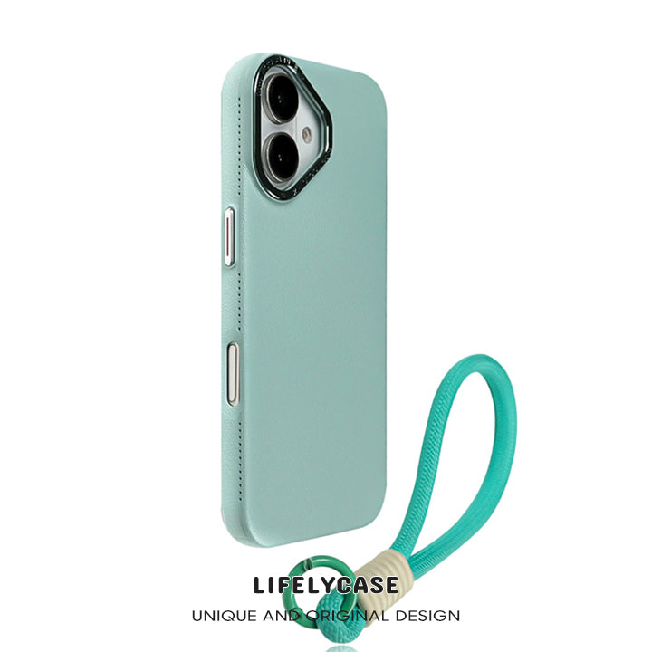 iPhone Lanyard Series | Metal Lens Frame Design Leather Phone Case