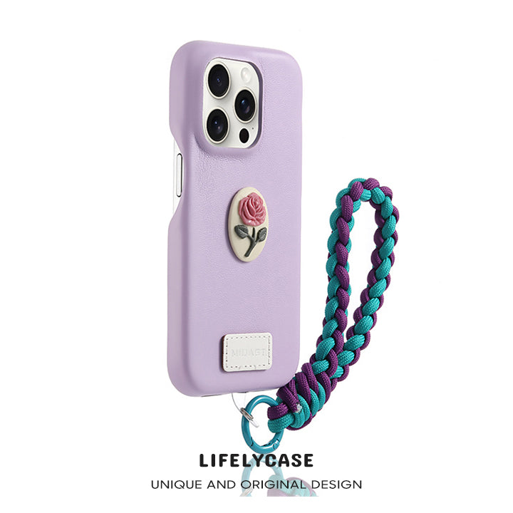 iPhone Lanyard Series | Romantic Rose Leather Phone Case