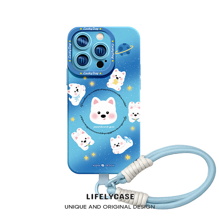 iPhone Lanyard Series | Cute Puppy Liquid Silicone Phone Case