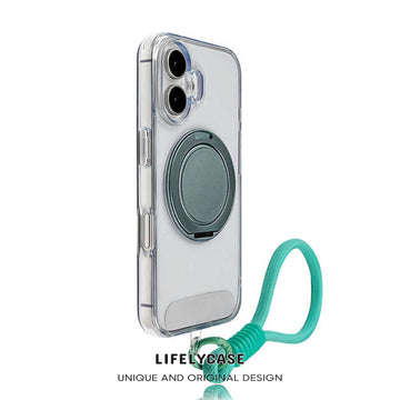 iPhone Lanyard Series | Transparent Liquid Silicone MagSafe Magnetic Bracket Phone Case