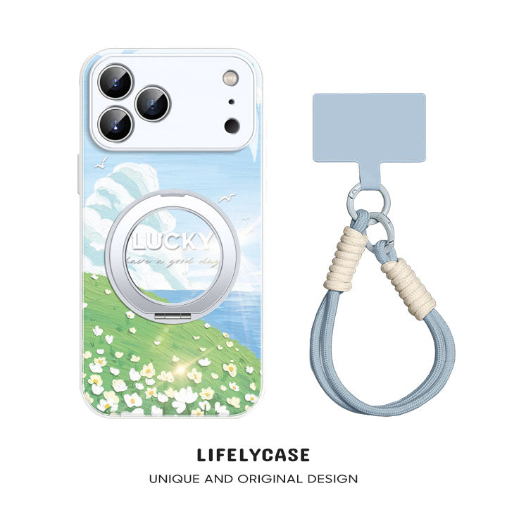 iPhone Lanyard Series | Rotating Bracket "Cloud Hillside" Phone Case