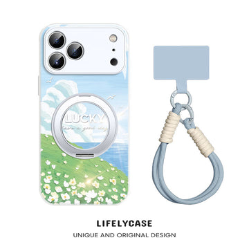 iPhone Lanyard Series | Rotating Bracket "Cloud Hillside" Phone Case