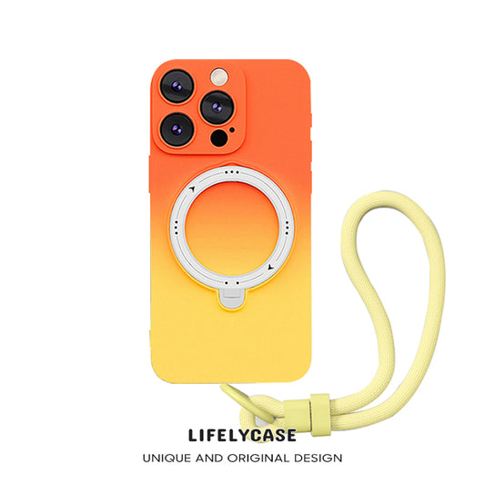 iPhone Lanyard Series | Gradient Liquid Silicone MagSafe Bracket Phone Case