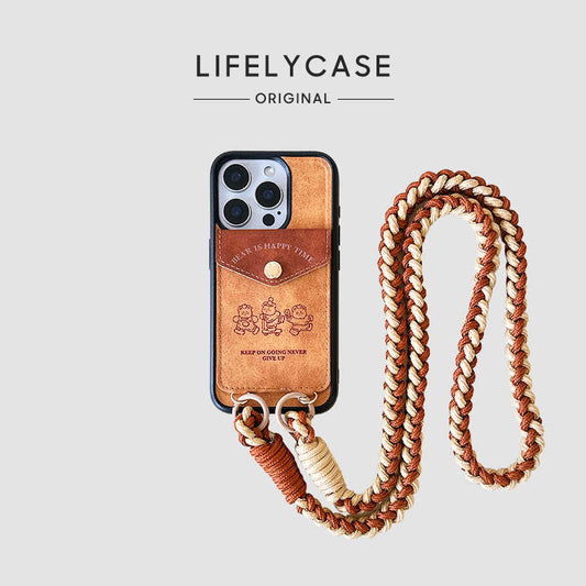 iPhone Lanyard Series | Retro Design Card Holder Phone Case