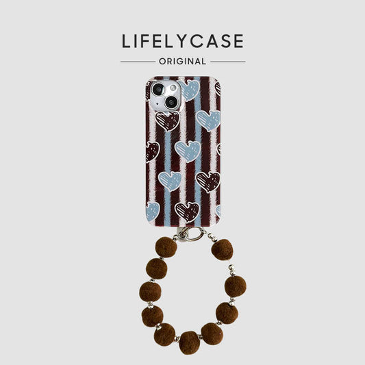 iPhone Lanyard Series | Oil Painting Heart Stripe Phone Case