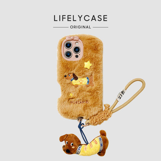 iPhone Lanyard Series | Dachshund Cartoon Plush Phone Case