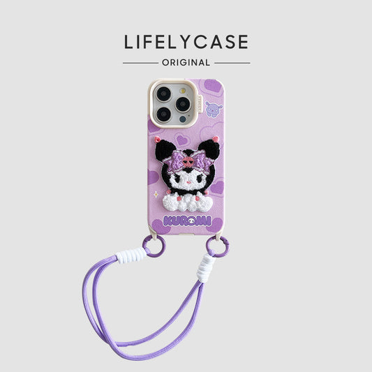 iPhone Lanyard Series | Kuromi Cartoon Leather Phone Case