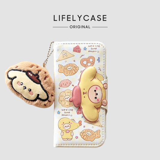 iPhone Lanyard Series | Pom Pom Purin Flip Leather Phone Case