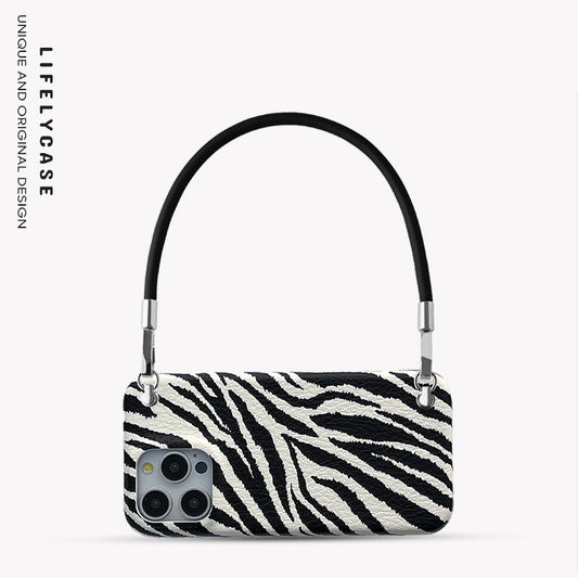 iPhone Lanyard Series | Zebra Print Leather Phone Case
