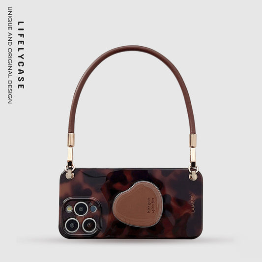 iPhone Lanyard Series | Brown Stand Design Phone Case