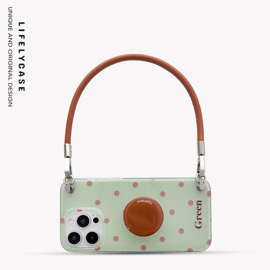 iPhone Lanyard Series | Brown Stand Polka Dot Phone Case