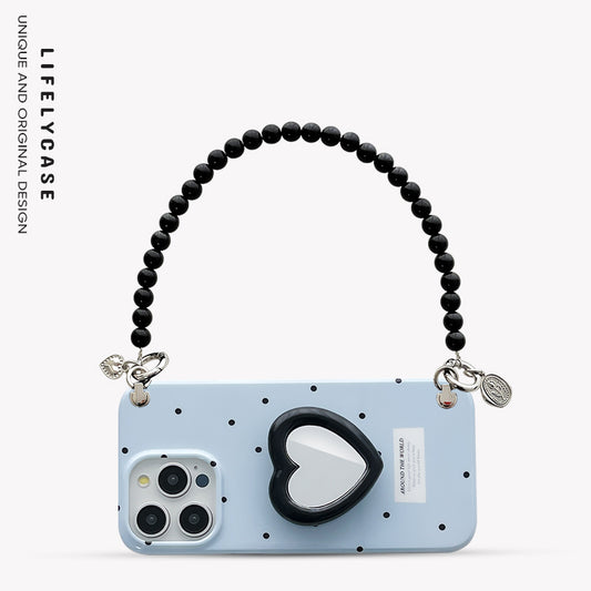 iPhone Lanyard Series | Heart Stand Polka Dot Phone Case
