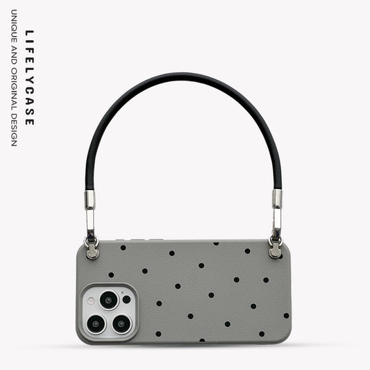 iPhone Lanyard Series | Polka Dot Design Leather Phone Case
