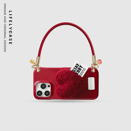 iPhone Lanyard Series | Plush Love Home Leather Phone Case
