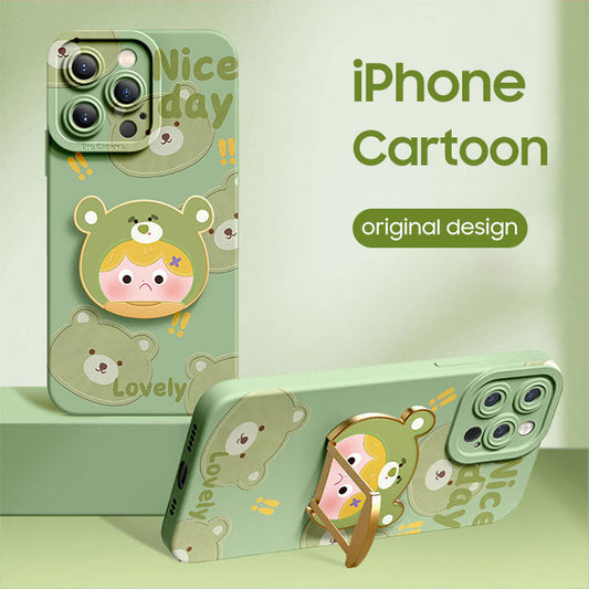 Série de supports invisibles pour iPhone | Coque de téléphone en silicone liquide « Bear Girl »